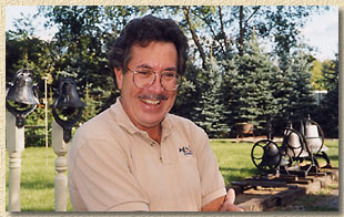 Bob Brosamer, owner, and some of his bells