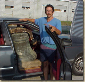 Tim from Canada with his bell in his car