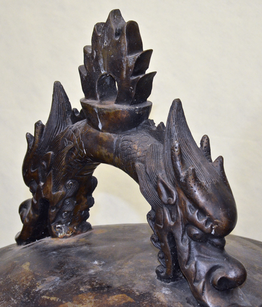 Bronze Buddha Temple Bell Close-up of hanger